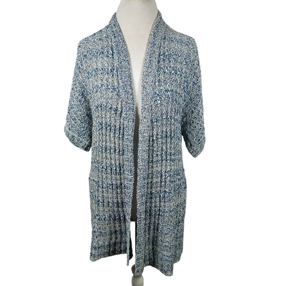 Chico's Sweaters - Chicos Open Knit Cardigan Sweater Topper Artsy Boho Tunic Length Size 3 = XL